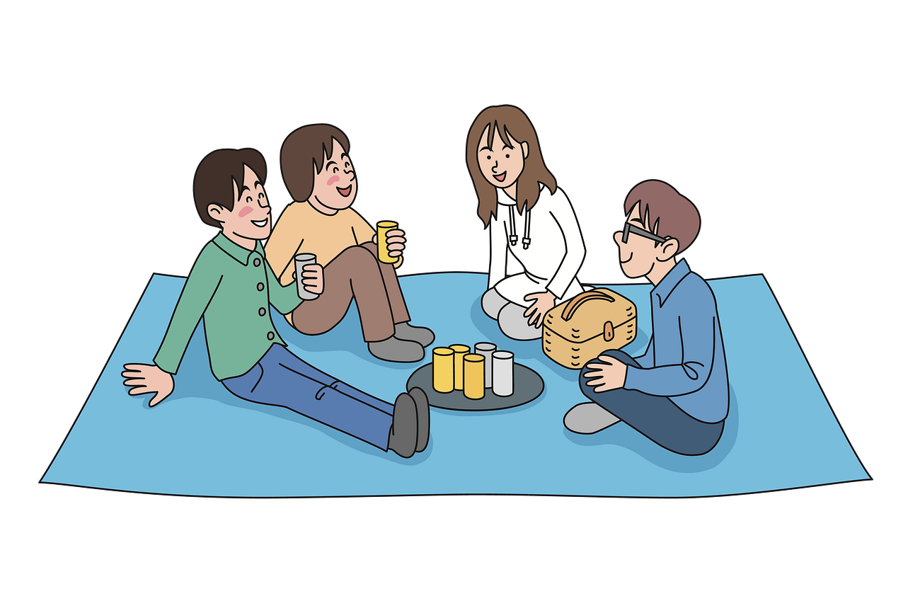 People on picnic png sticker
